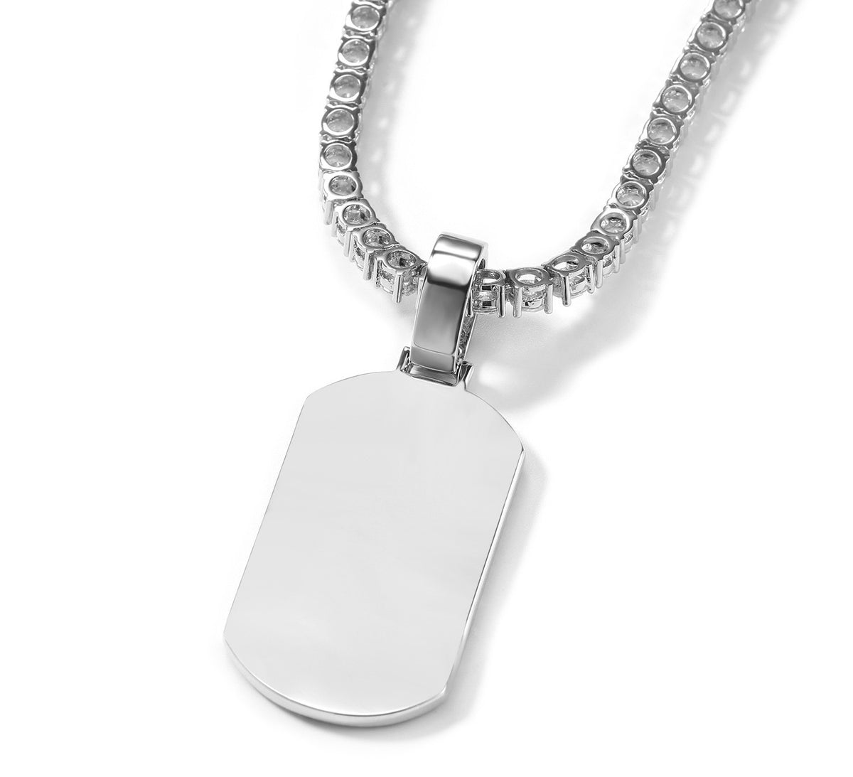 SSS - Icedout Camo Dog Tag set silver diamond pendant