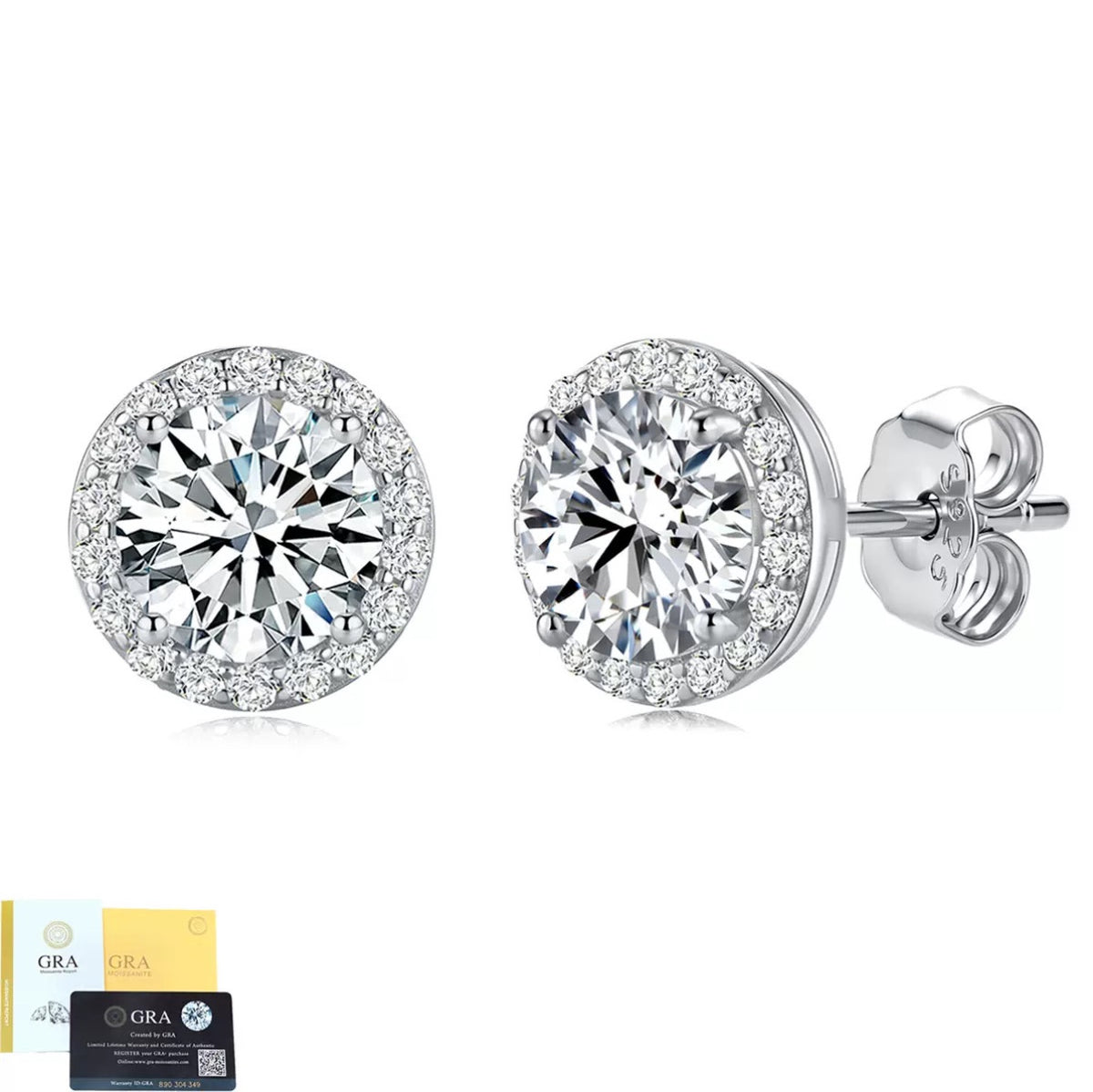SSS - Round Halo Caushion brilliant Moissanite diamonds stud Earrings