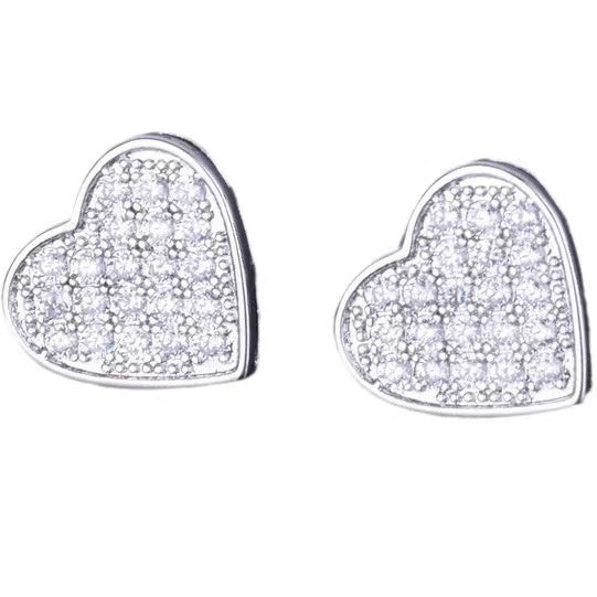 SSS - Icedout Heart stud Moissanite diamond earrings