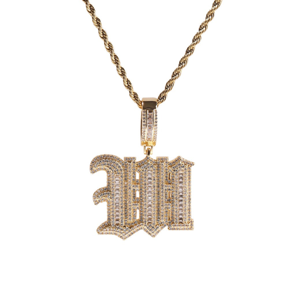 SSS - Icedout Initial letter diamond pendant Alphabet letter