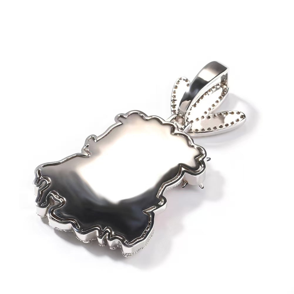 SSS - Cactus Jack Enamel icedout diamond Face pendant Custom bail and Rope twist chain