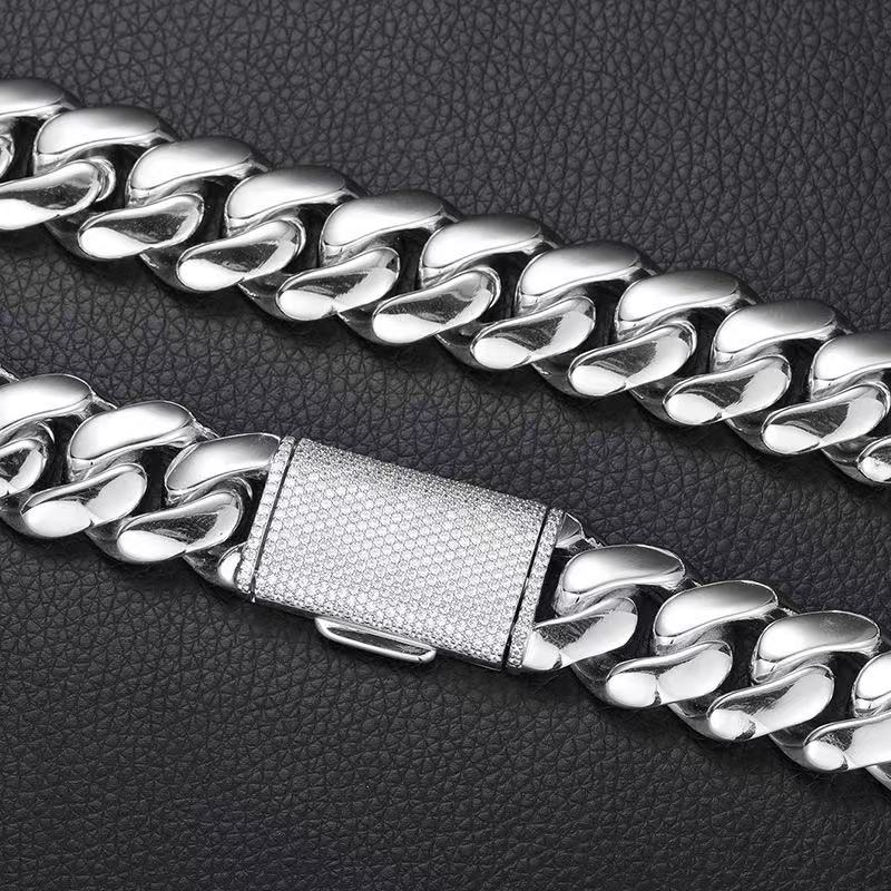 SSS - 10-22MM white gold Cuban 14k solid Miami Cuban Icedout clasps