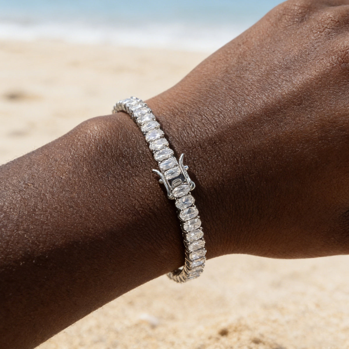 SSS - Halo oval diamond tennis diamond link bracelet