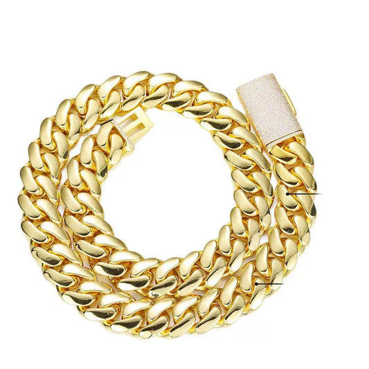 SSS - 10-22MM gold Cuban 14k solid Miami Cuban Icedout clasps