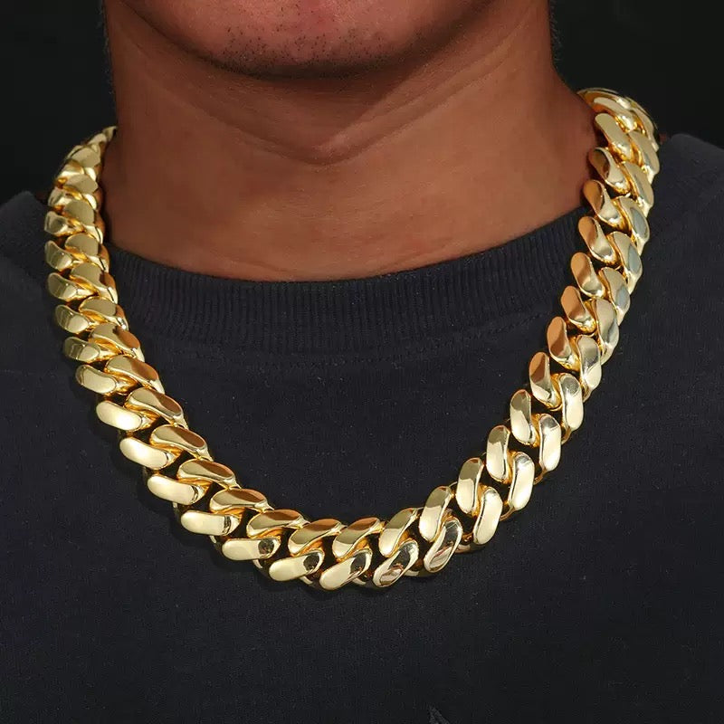 SSS - 10-22MM gold Cuban 14k solid Miami Cuban Icedout clasps