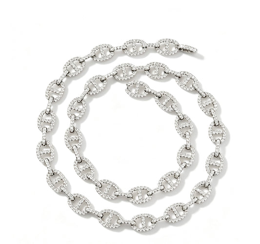 SSS - 9MM Mariner icedout link charm diamond Necklace