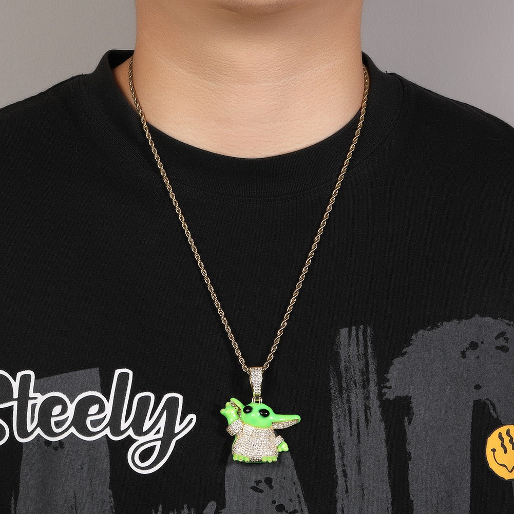 SSS- Yoda Enamel diamond pendant