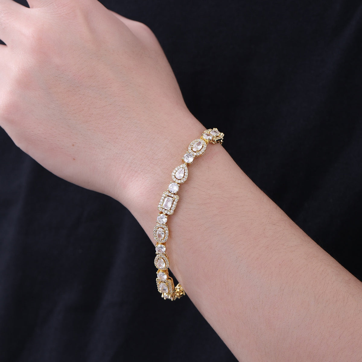 SSS - Halo GVC Multi diamond shape tennis link bracelet