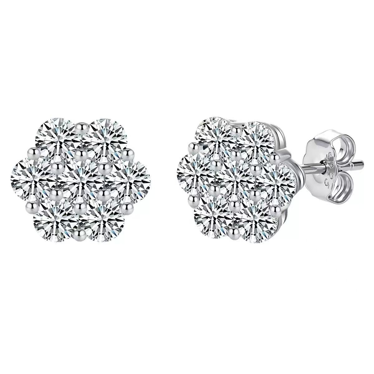 SSS - Snow Fall brilliant Moissanite diamonds stud Earrings