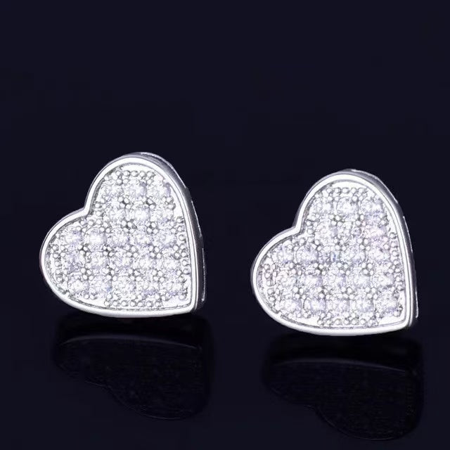 SSS - Icedout Heart stud Moissanite diamond earrings