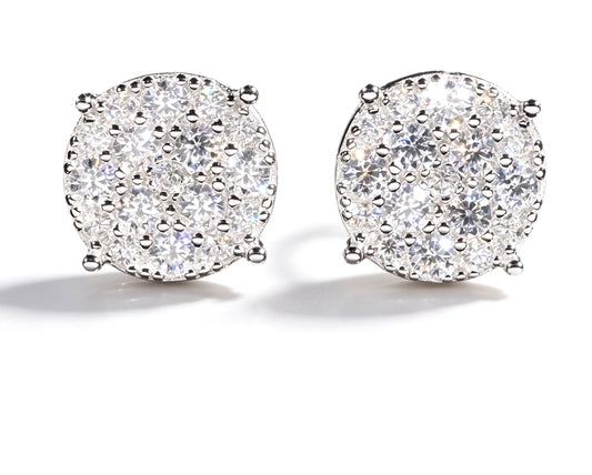 SSS - Round Cluster Moissanite diamond stud Earrings