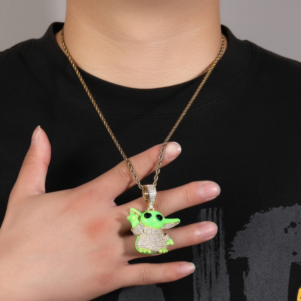SSS- Yoda Enamel diamond pendant