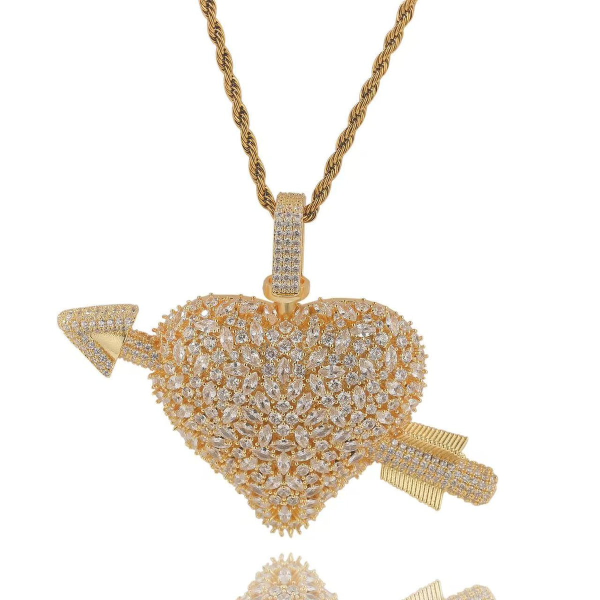 SSS - Heart Cupid icedout back photo pendant diamond Necklace