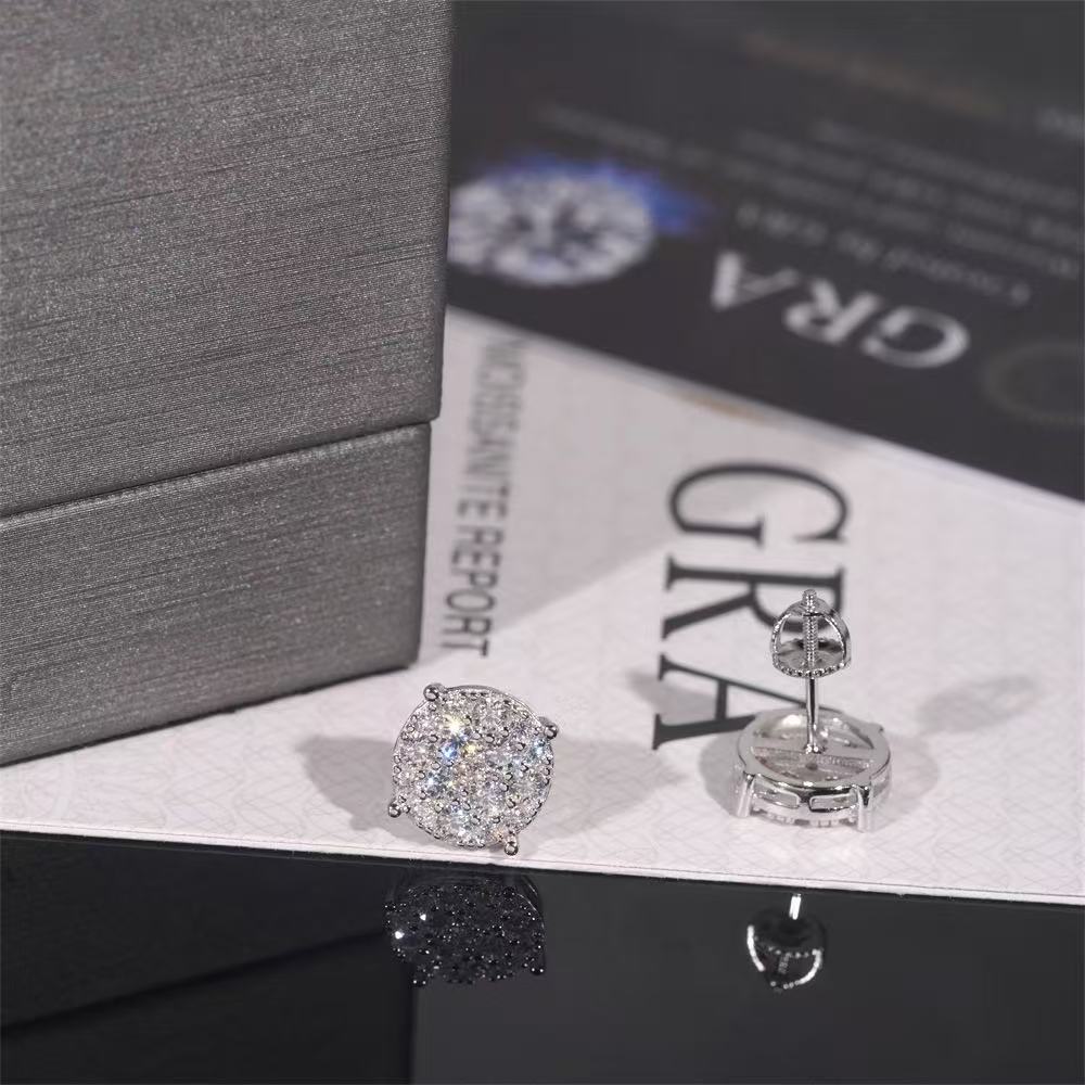SSS - Round Cluster Moissanite diamond stud Earrings